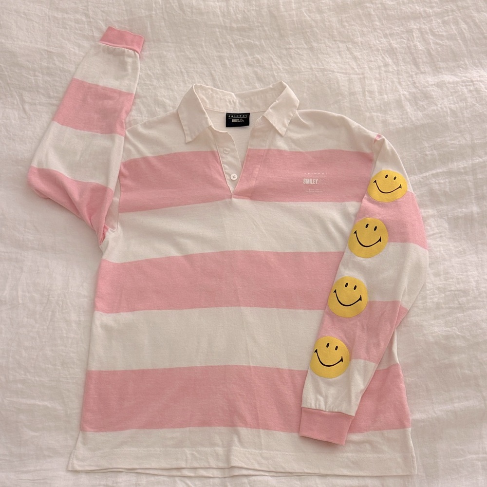 The Smiley Company x Joshua Sanders collab striped rugby shirt